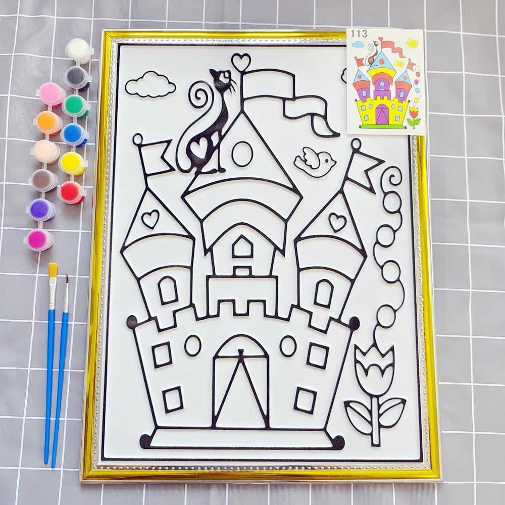 Children's whiteboard toys painted concave and convex watercolor relief 3D graffiti painting blackboard foam board DIY pigment filling 3