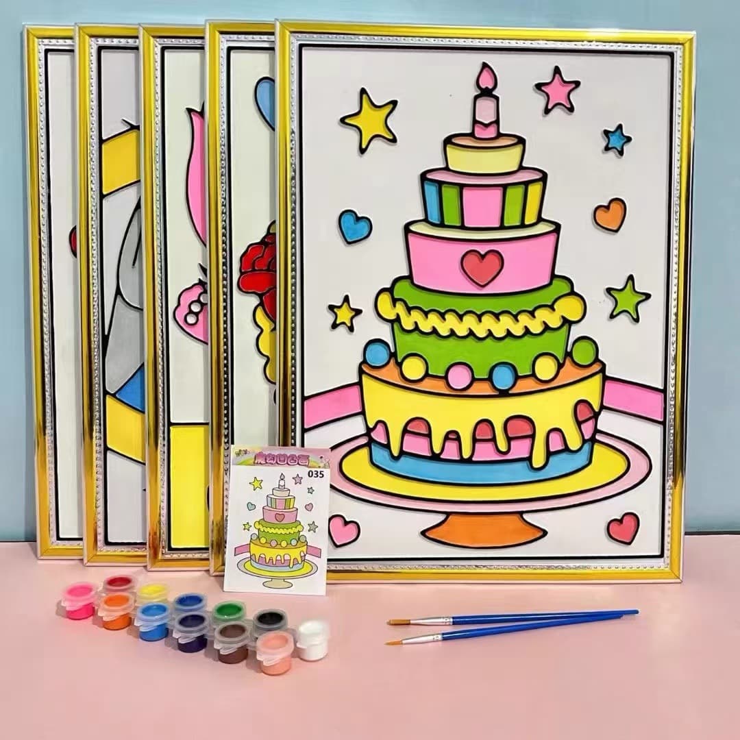 Children's whiteboard toys painted concave and convex watercolor relief 3D graffiti painting blackboard foam board DIY pigment filling 5