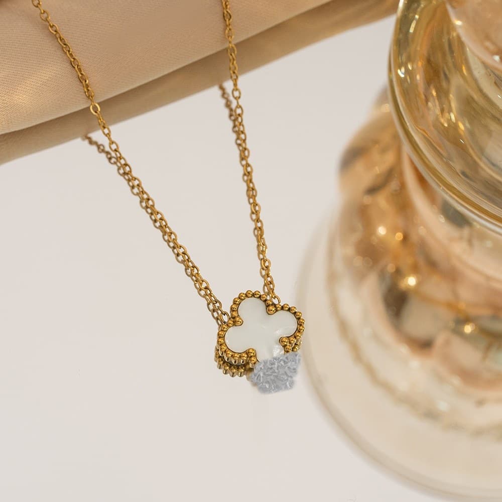 Cross-border lucky four-leaf clover necklace titanium steel light luxury high-end female trendy double-sided design clavicle necklace jewelry 5