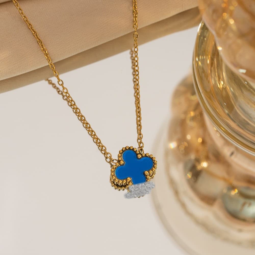 Cross-border lucky four-leaf clover necklace titanium steel light luxury high-end female trendy double-sided design clavicle necklace jewelry 8