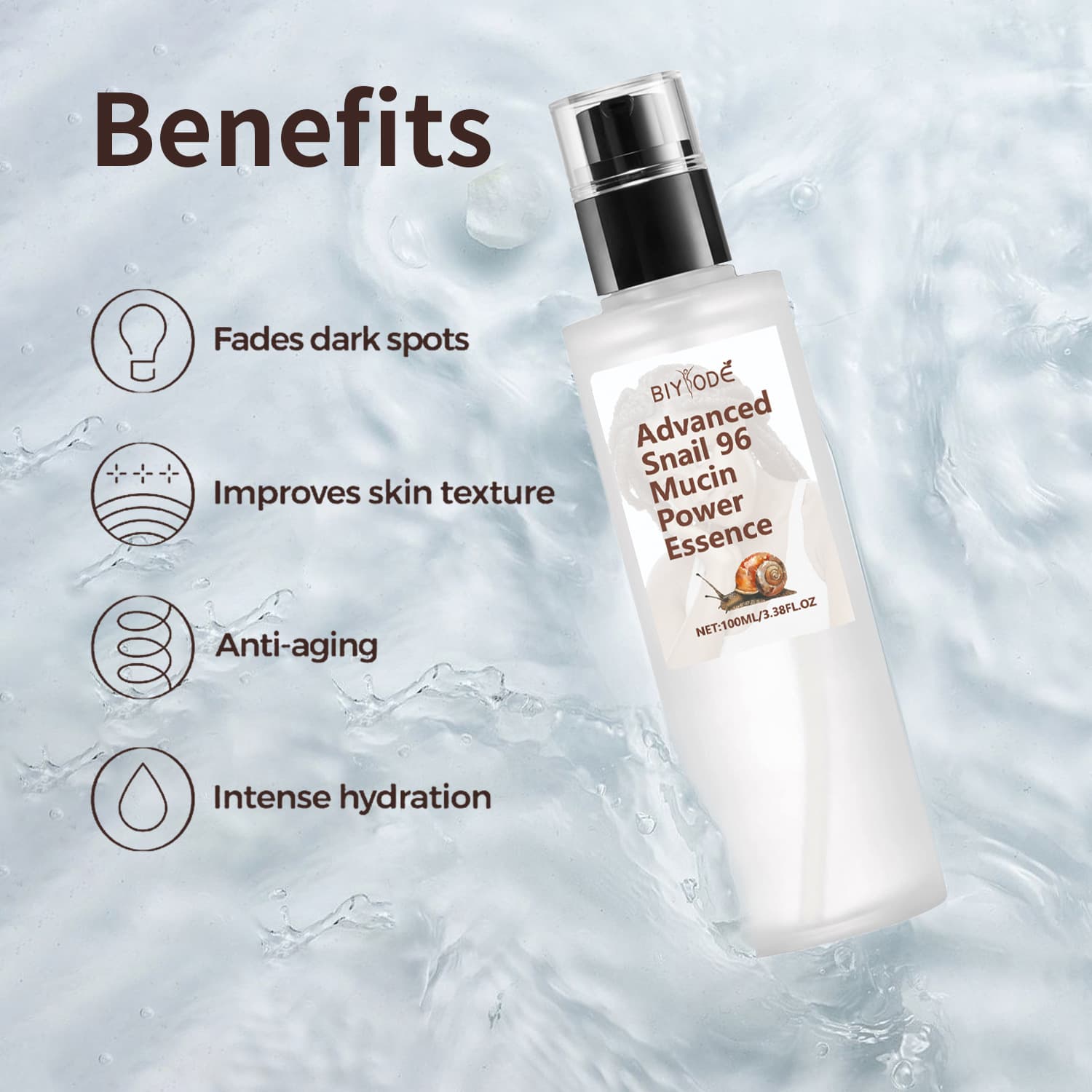 Cross-border best-selling Snail Mucin Essence hydrating, soothing, firming, anti-wrinkle snail protein mucus essence 3