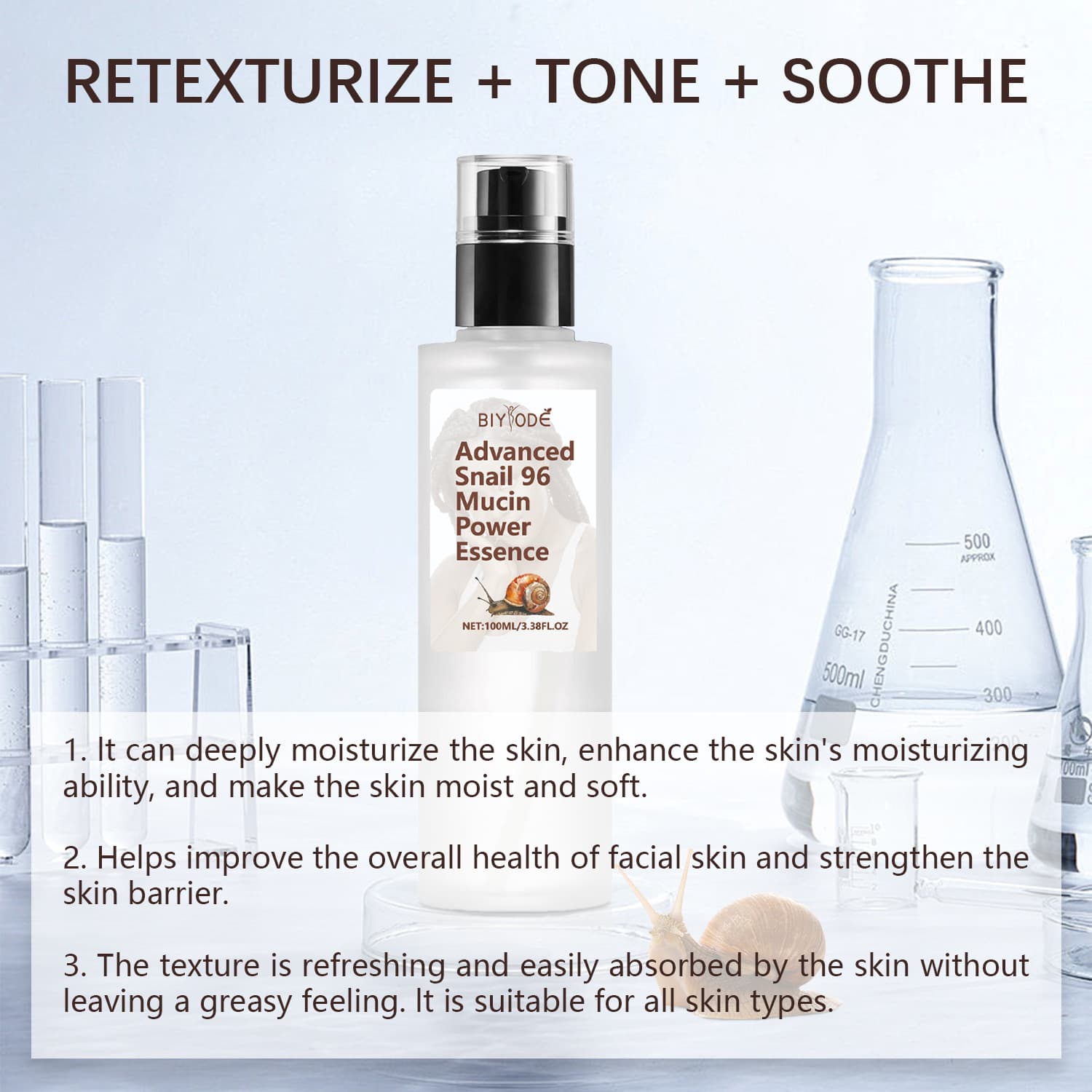 Cross-border best-selling Snail Mucin Essence hydrating, soothing, firming, anti-wrinkle snail protein mucus essence 5