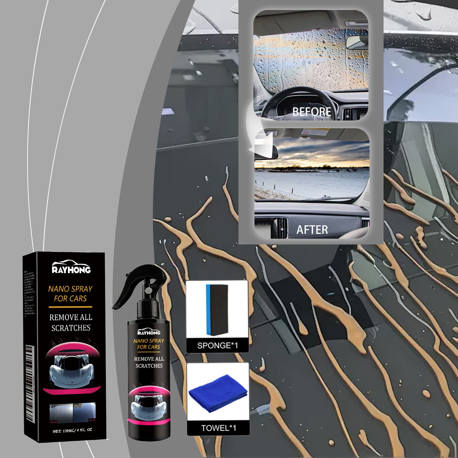 Rayhong Car Scratch Care Spray Set Maintenance, Renovation, Scratches, Scratches, Polishing, Touch-up Paint Maintenance 1