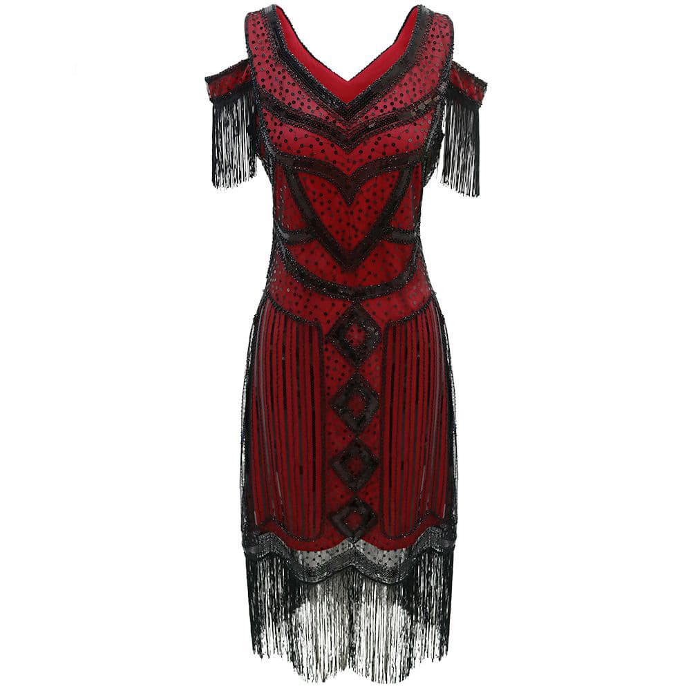 2023 New European and American Retro Gatsby Evening Dress 1920 Theme Party Sequin Tassel Dress Amazon 9