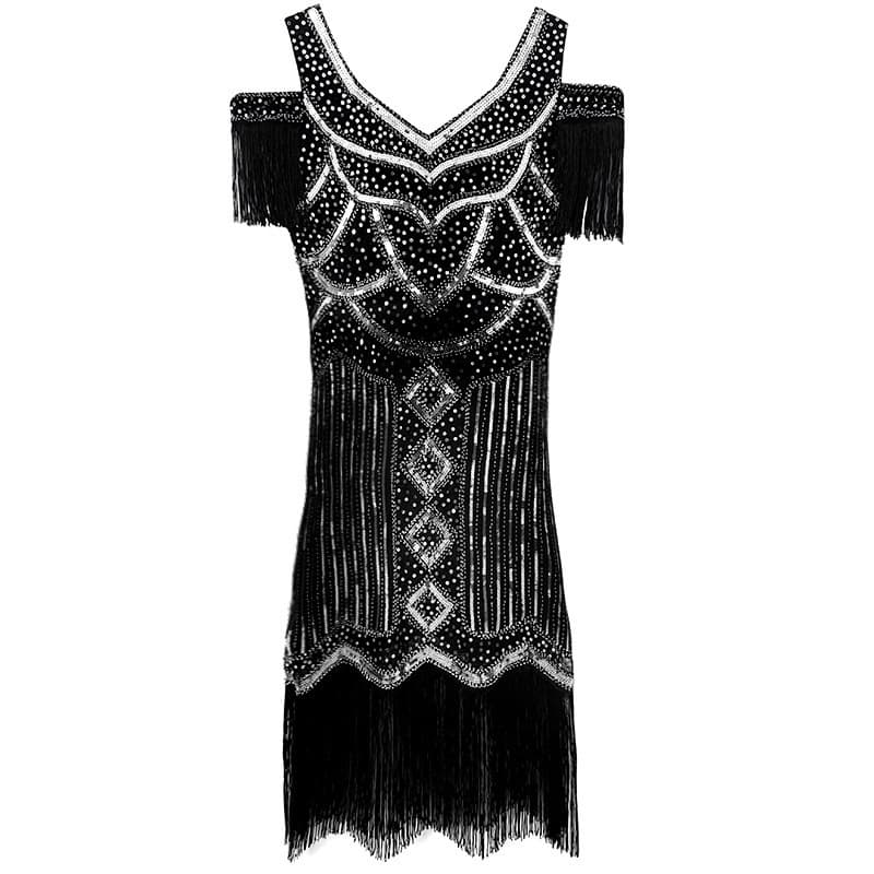 2023 New European and American Retro Gatsby Evening Dress 1920 Theme Party Sequin Tassel Dress Amazon 10