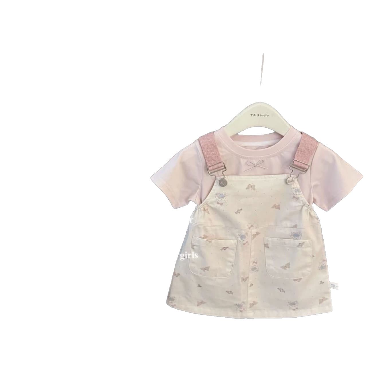 Baby girl summer clothes 2025 new style girls Korean summer suspender skirt short-sleeved two-piece set cute thin suit trendy 6