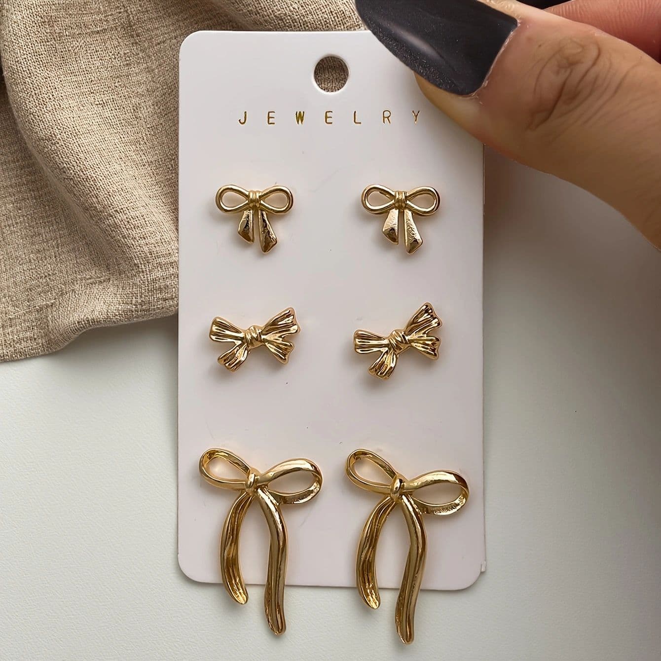 6-piece cross-border best-selling hollow bow-shaped earring set, fashionable and elegant earrings for women, foreign trade accessories 1