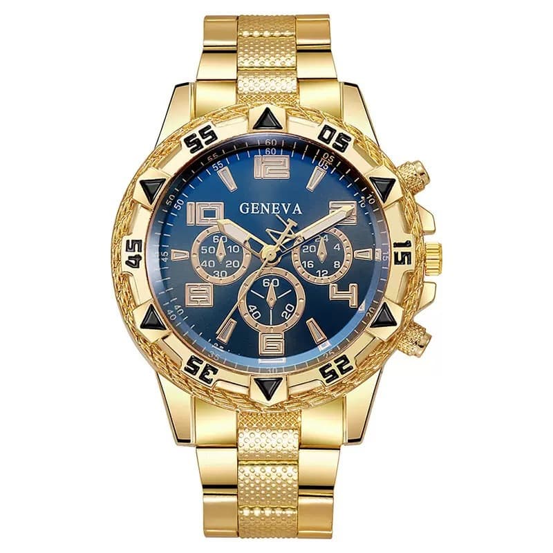 Cross-border blue light glass men's business watch steel band quartz watch multi-function digital scale three-eye watch wholesale 6