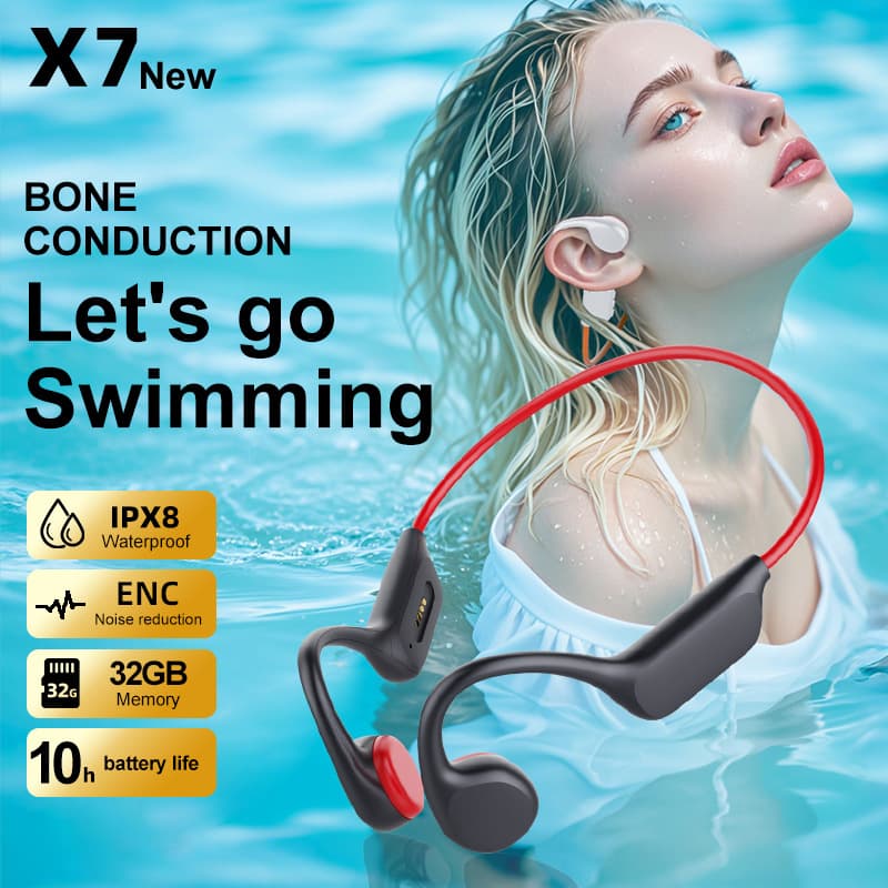 Cross-border x7s bone conduction Bluetooth headset with 32g memory long battery life listening to music sports running swimming headset 8