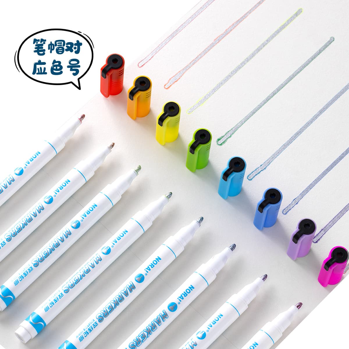 NORA double-line outline pen handbook pen colorful highlight marker pen for children and students handwritten newspaper special highlighter pen 3