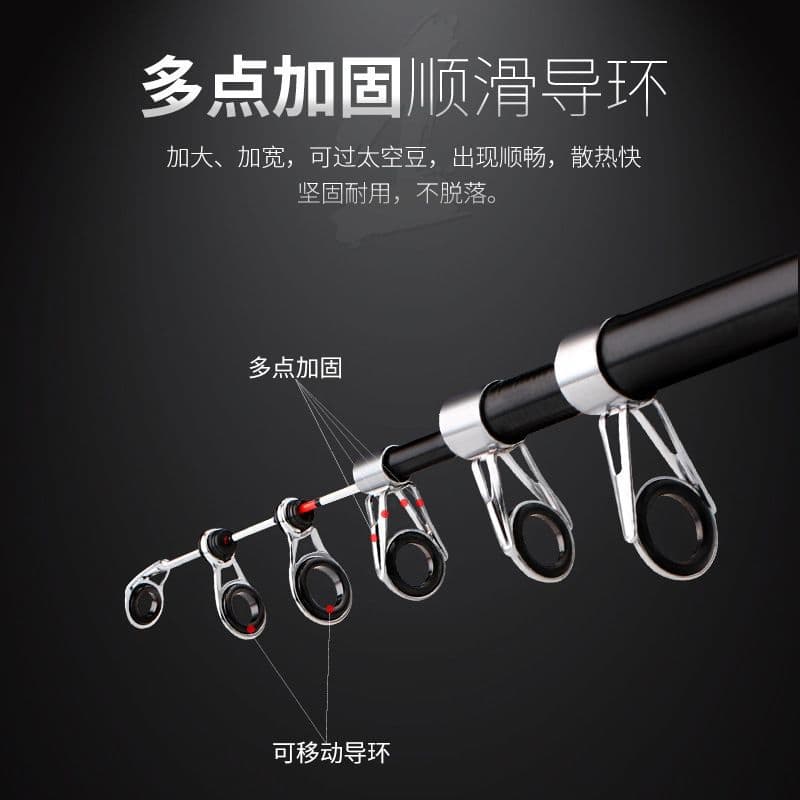 Telescopic raft pole, shore-throwing raft, luminous soft slightly super hard short sea pole, spiral wheel seat, soft tail raft fishing rod 5