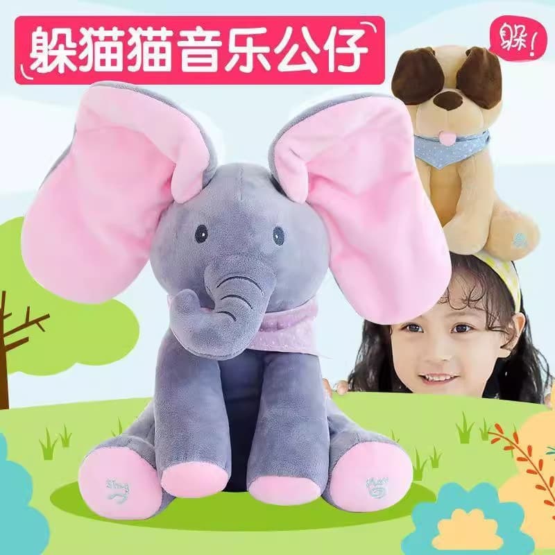 Peek-a-boo baby elephant toy, soothing doll, raising head to practice training 0-1-3 year old babies to learn to speak, the magic tool can move 4