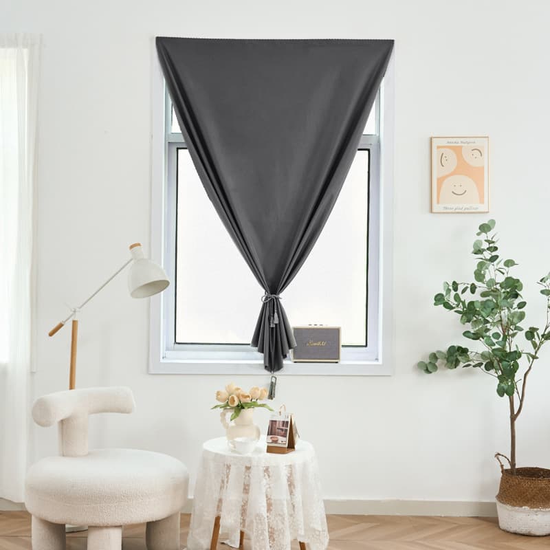 Full blackout curtains without punching Velcro rental house partition curtains bedroom bay windows self-adhesive small window blocking short curtains 9
