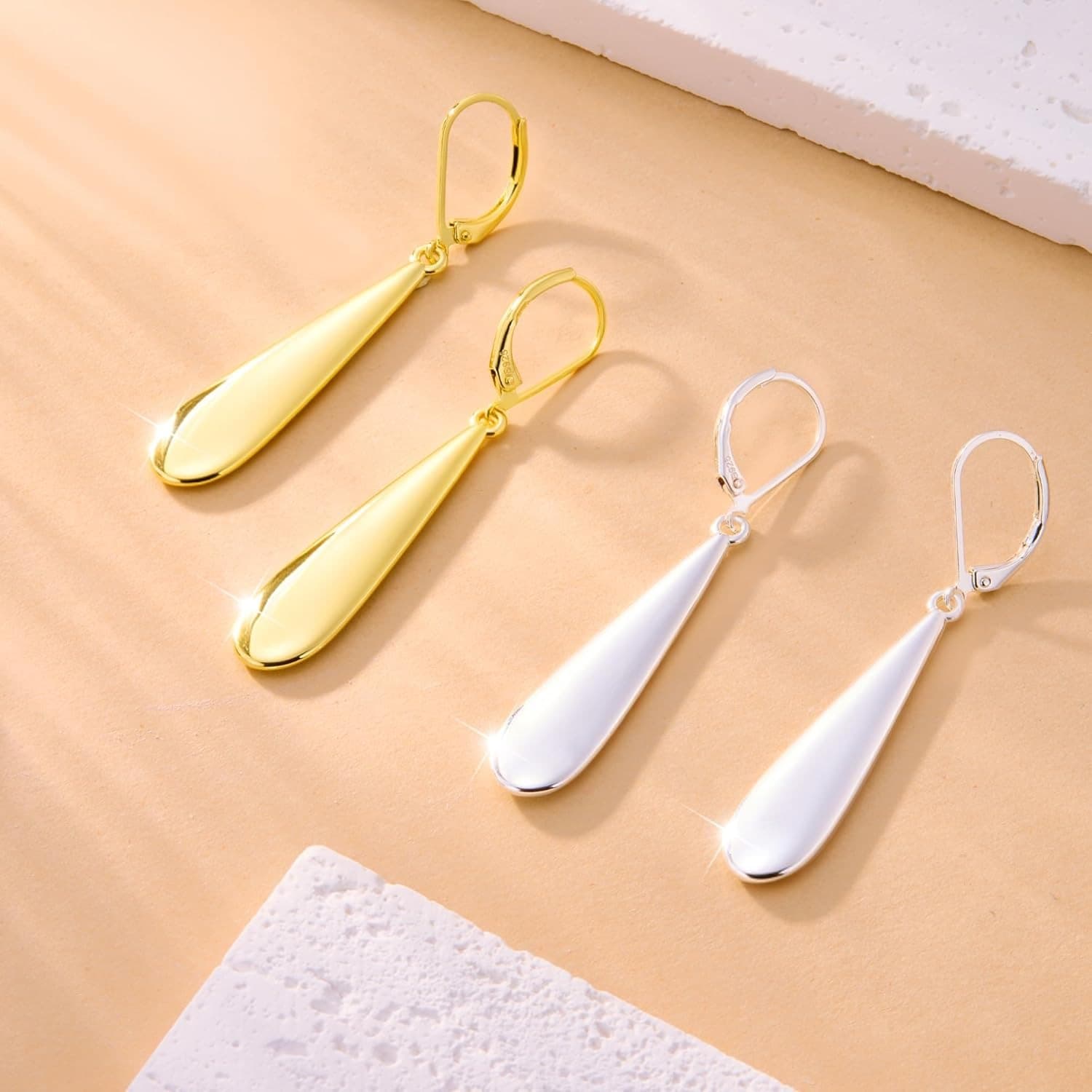 Cross-border new style copper-plated 14K gold simple and fashionable large water drop earrings sweet and exquisite geometric shiny oval ear hooks 1