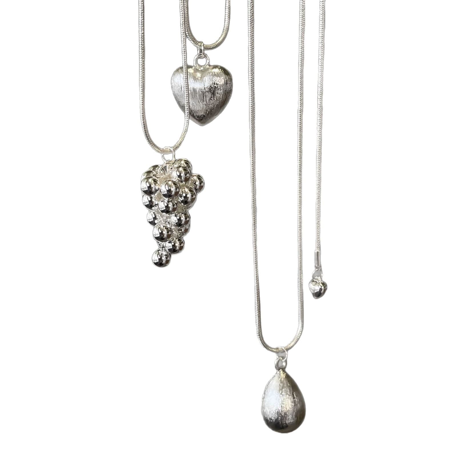 Brushed water drop love pendant pull-out necklace simple high-end sweater chain niche cold style necklace jewelry 6