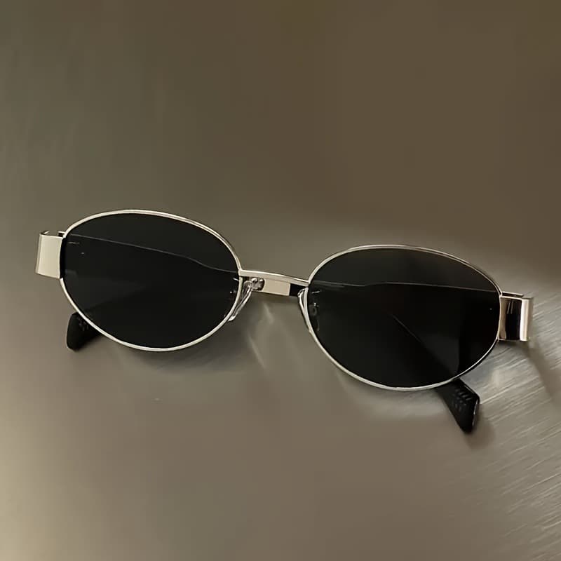2026 new Hong Kong style cool and handsome sunglasses for women, high-end retro oval metal small frame old money style sunglasses 4