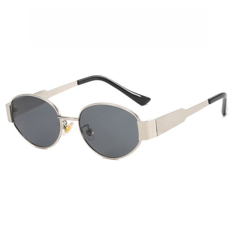 2026 new Hong Kong style cool and handsome sunglasses for women, high-end retro oval metal small frame old money style sunglasses 6