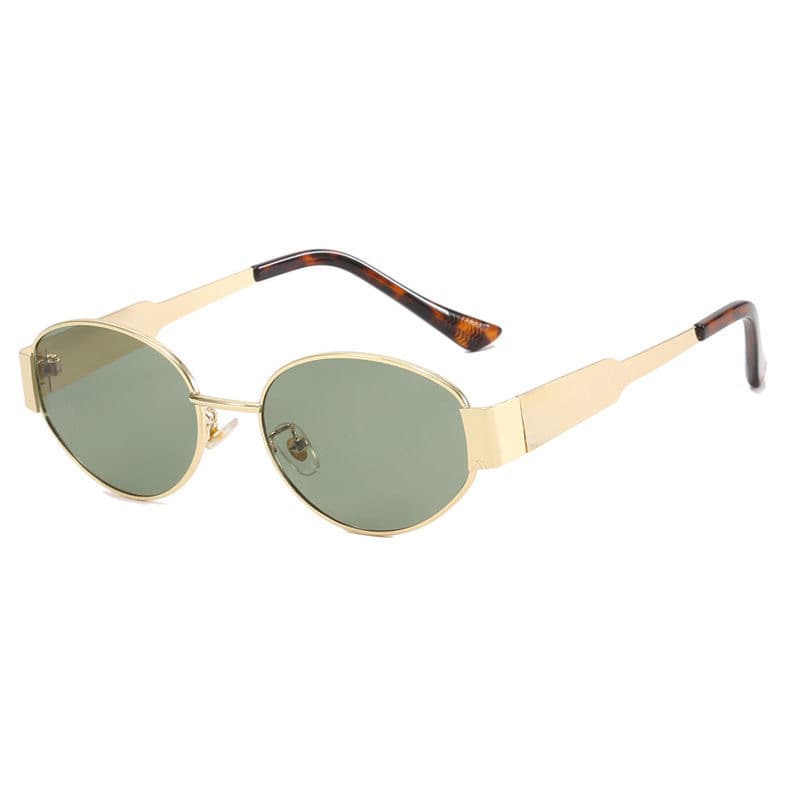 2026 new Hong Kong style cool and handsome sunglasses for women, high-end retro oval metal small frame old money style sunglasses 7