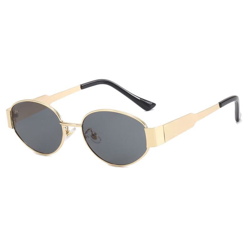 2026 new Hong Kong style cool and handsome sunglasses for women, high-end retro oval metal small frame old money style sunglasses 8
