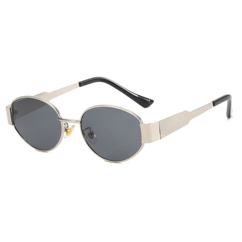2026 new Hong Kong style cool and handsome sunglasses for women, high-end retro oval metal small frame old money style sunglasses 9