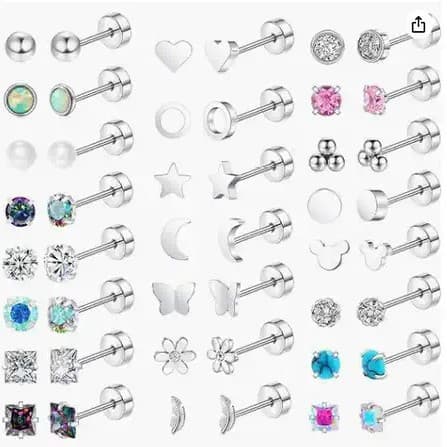 European and American cross-border new Amazon hot-selling simple stainless steel round disc zircon earrings set fashion accessories 6