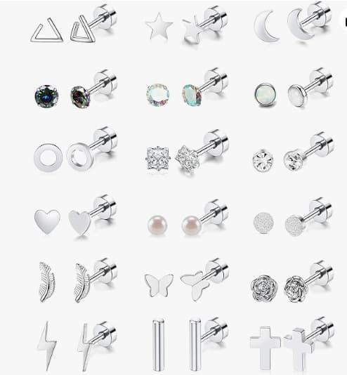 European and American cross-border new Amazon hot-selling simple stainless steel round disc zircon earrings set fashion accessories 10