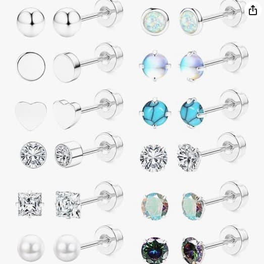 European and American cross-border new Amazon hot-selling simple stainless steel round disc zircon earrings set fashion accessories 1