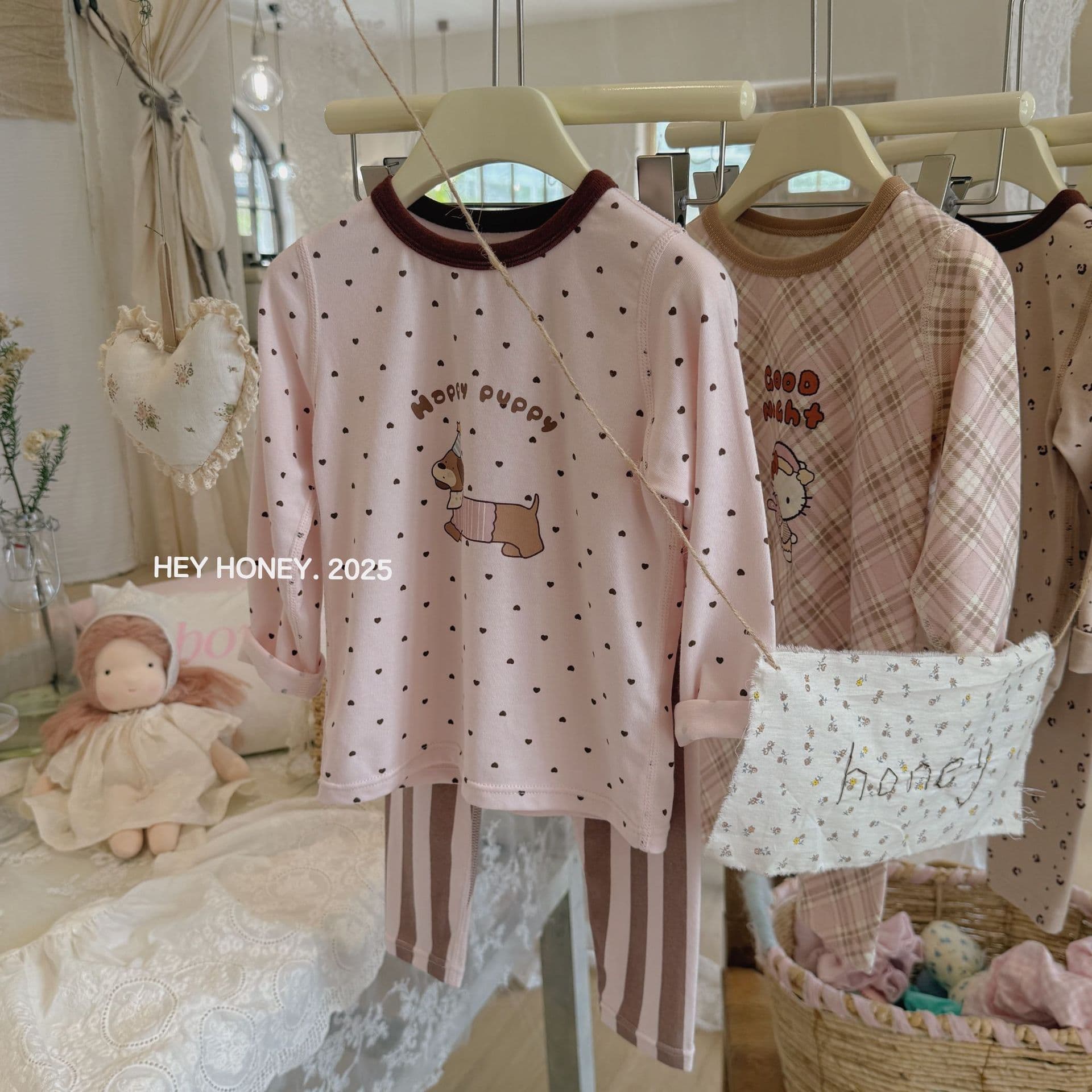 Big and small rolls Hey honey boys and girls 200 Kraka autumn clothes long johns boneless underwear set pure cotton pajamas 4