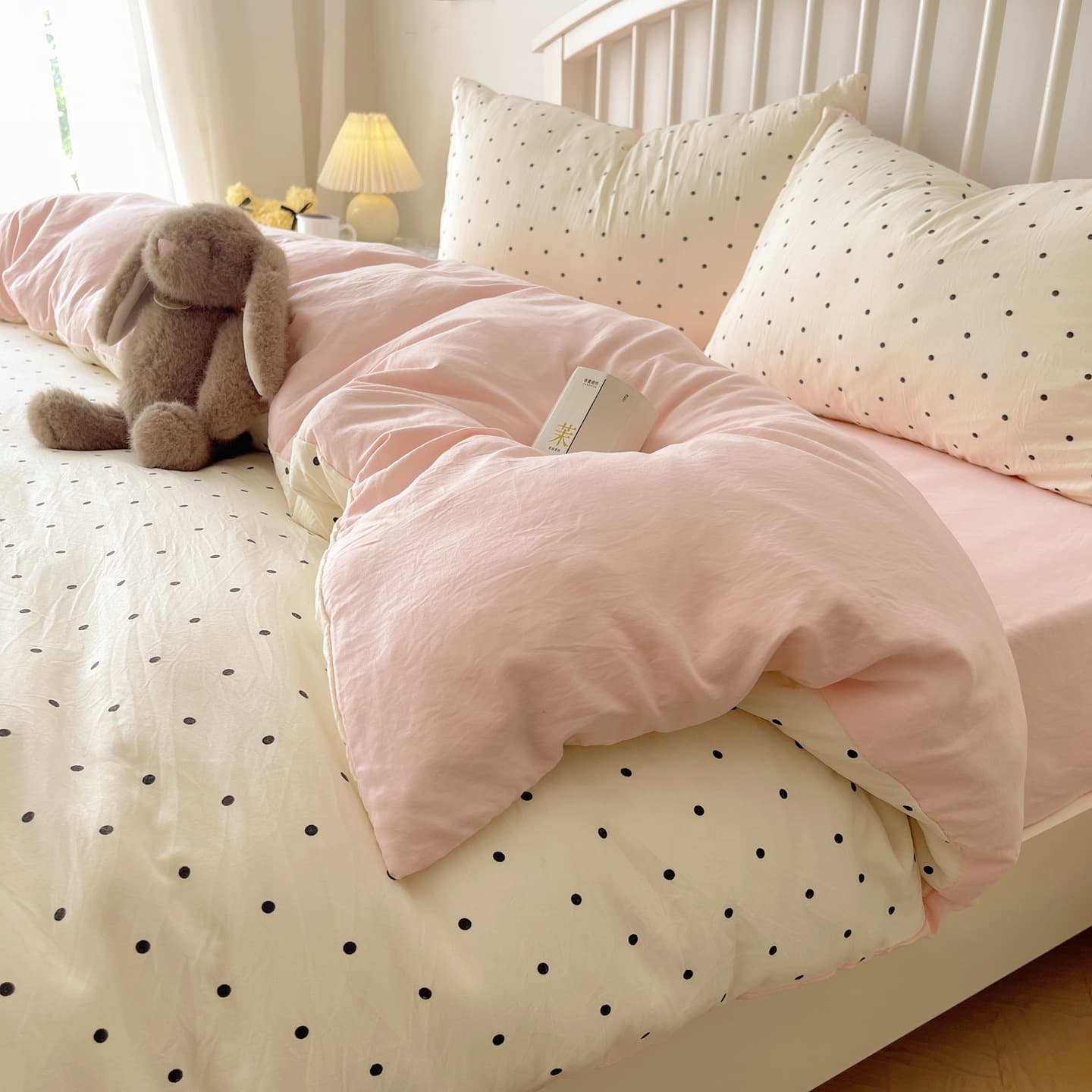 Category A maternal and infant grade pure washed cotton four-piece set ins small fresh bed sheet quilt cover student dormitory three-piece fitted sheet set 3