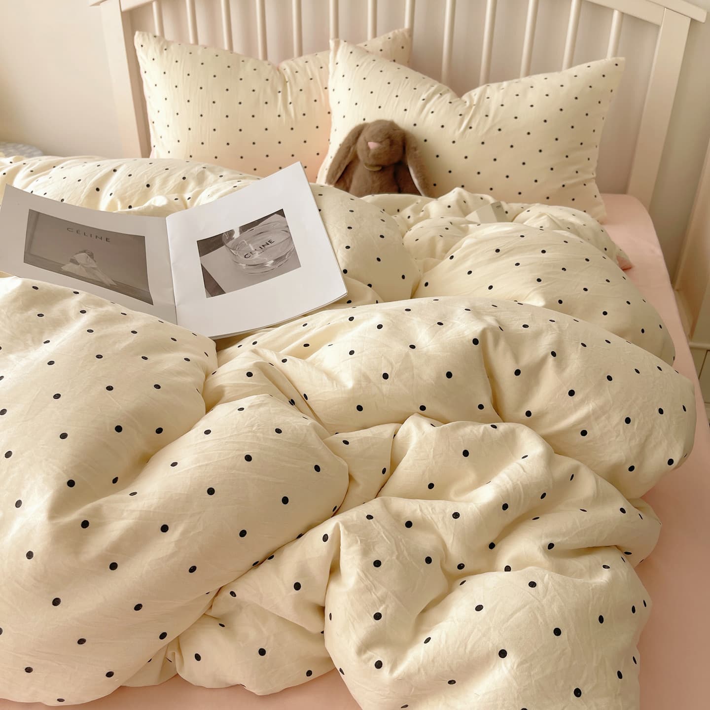 Category A maternal and infant grade pure washed cotton four-piece set ins small fresh bed sheet quilt cover student dormitory three-piece fitted sheet set 5