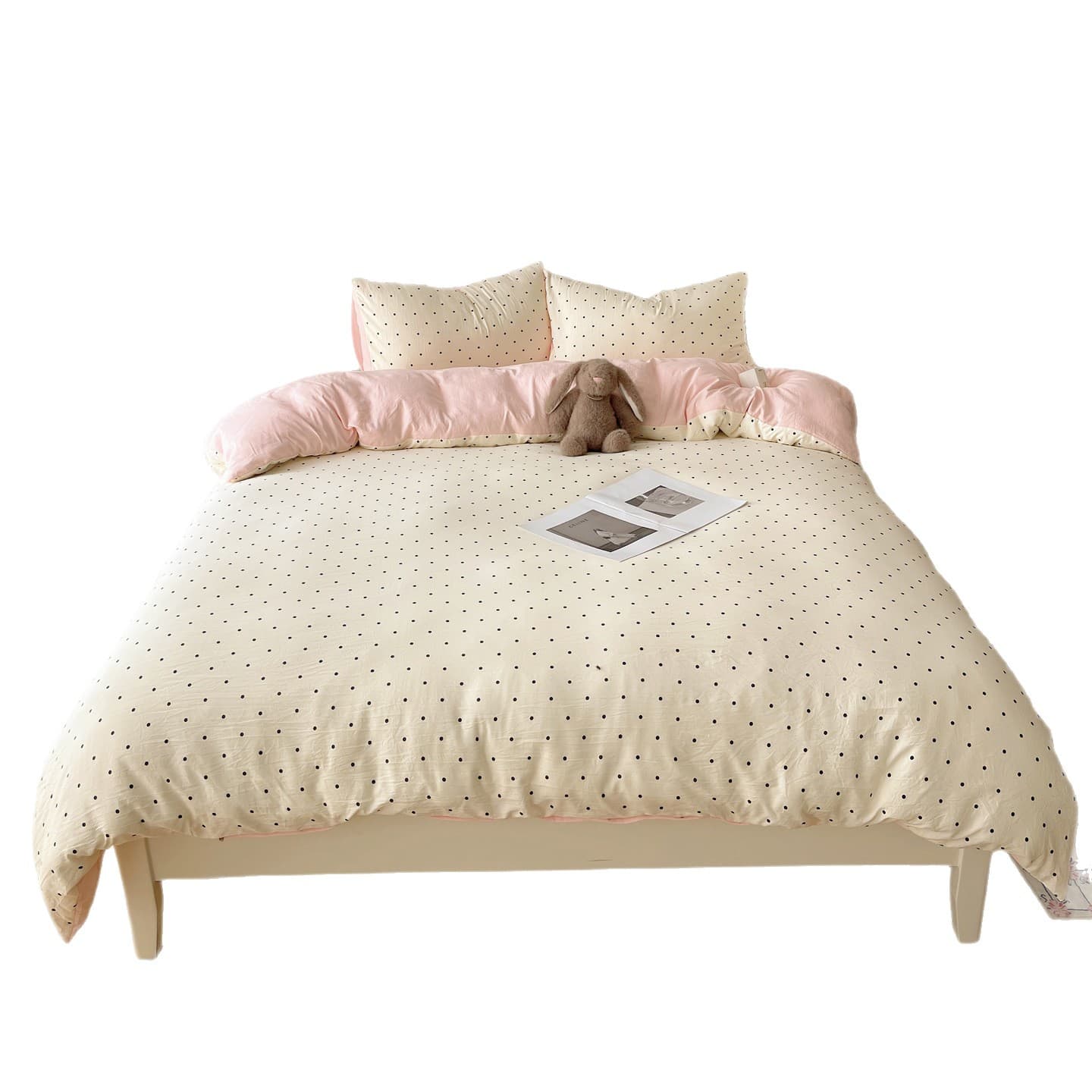 Category A maternal and infant grade pure washed cotton four-piece set ins small fresh bed sheet quilt cover student dormitory three-piece fitted sheet set 6