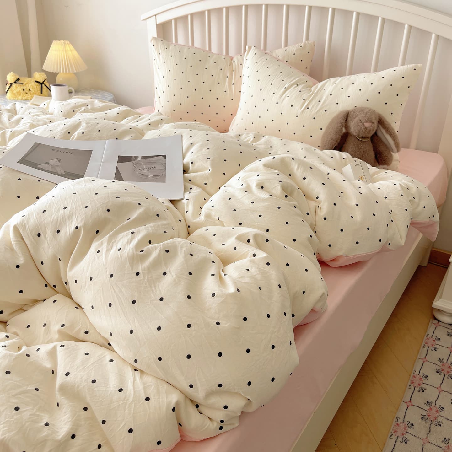 Category A maternal and infant grade pure washed cotton four-piece set ins small fresh bed sheet quilt cover student dormitory three-piece fitted sheet set 1