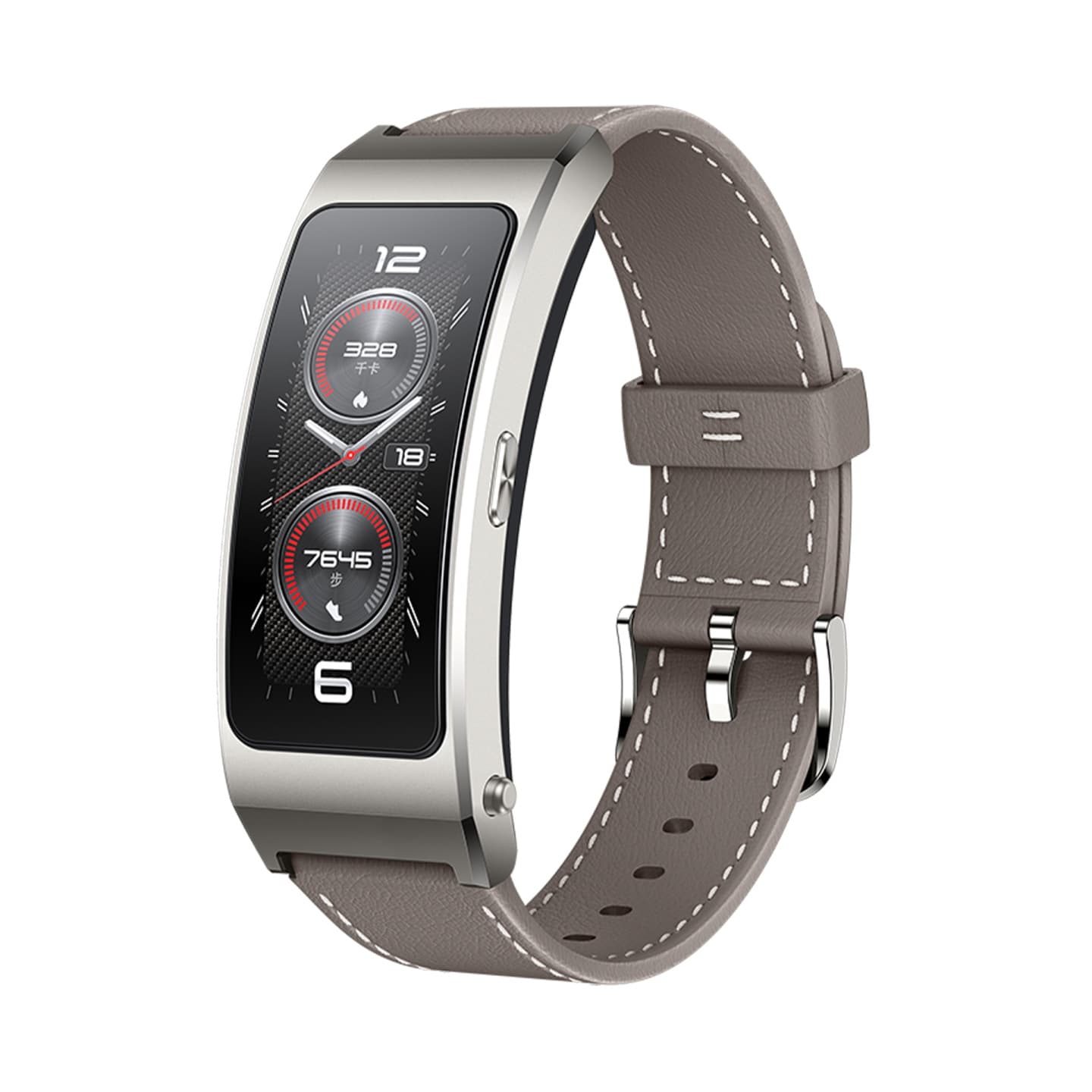 Suitable for Huawei bracelet B7 strap smart sports wristband sky gray leather strap B6 mocha brown sports style 1