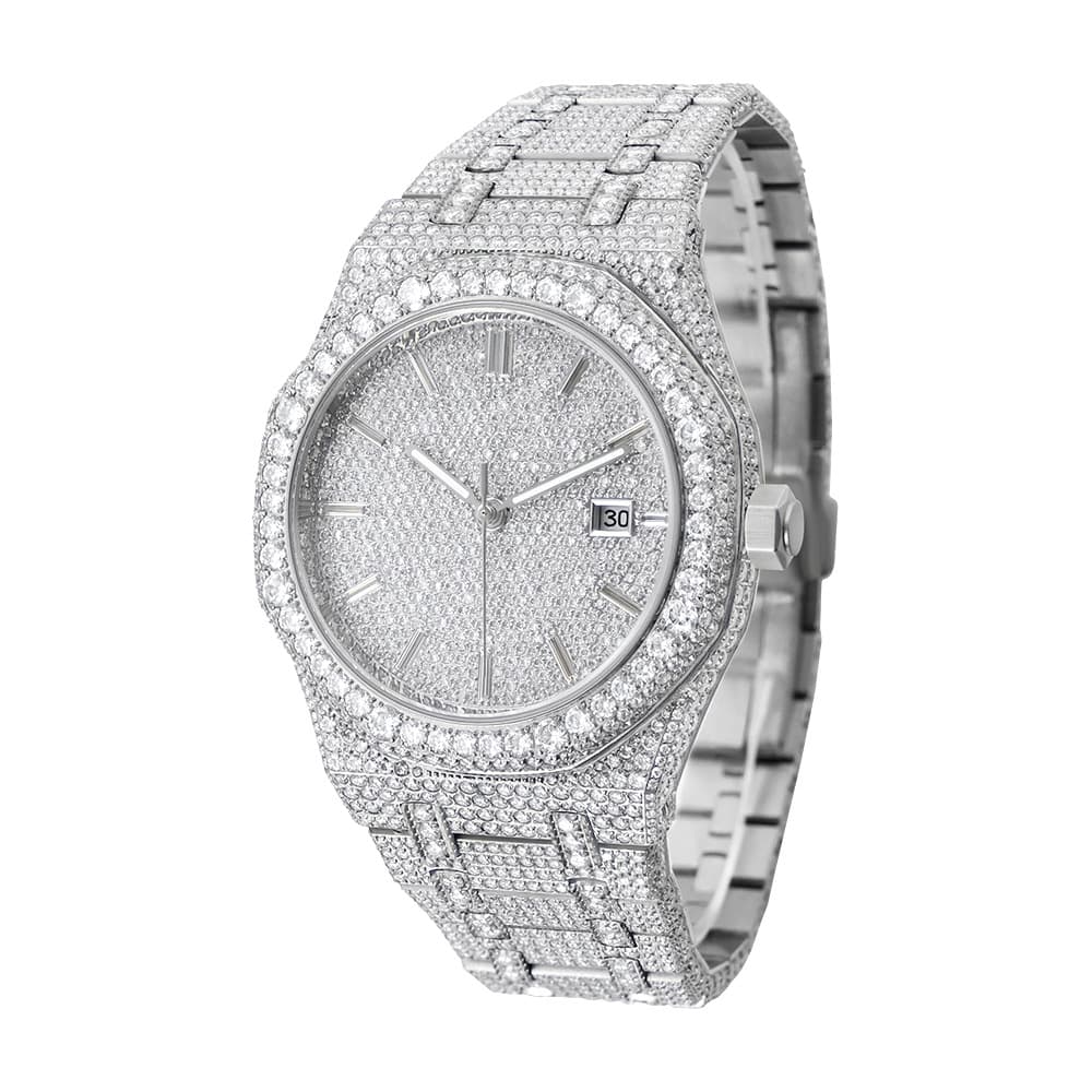 Stainless steel moissanite explosive fully automatic mechanical men's watch luxury moissanite fashion hip-hop watch for men 5