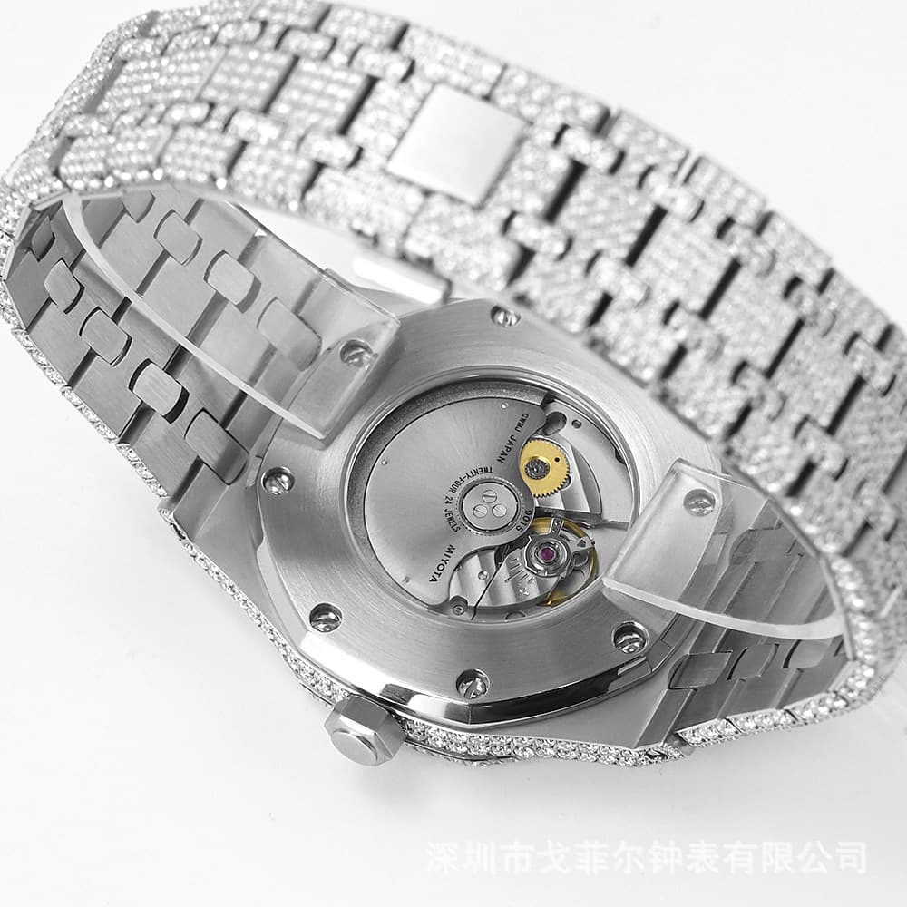 Stainless steel moissanite explosive fully automatic mechanical men's watch luxury moissanite fashion hip-hop watch for men 6