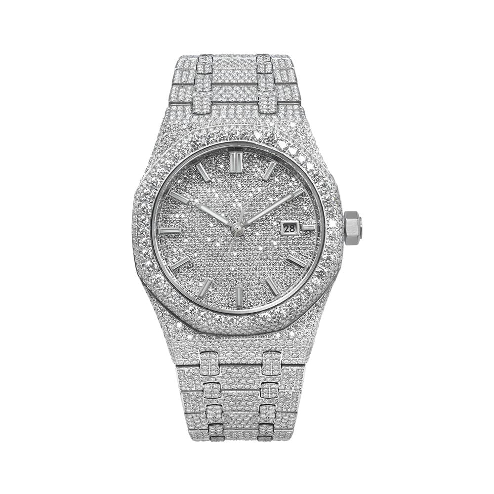Stainless steel moissanite explosive fully automatic mechanical men's watch luxury moissanite fashion hip-hop watch for men 1