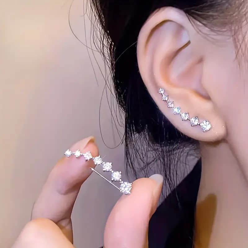 TEMU's popular Big Dipper rhinestone earrings, colorful diamond earrings, a row of 7 diamond stars, flashing diamond earrings for women