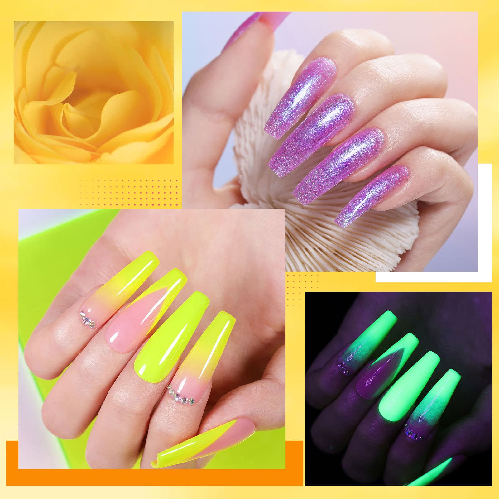 URSUGAR cross-border nail polish fluorescent extension gel set paper-free tray painless luminous nail extension gel 5