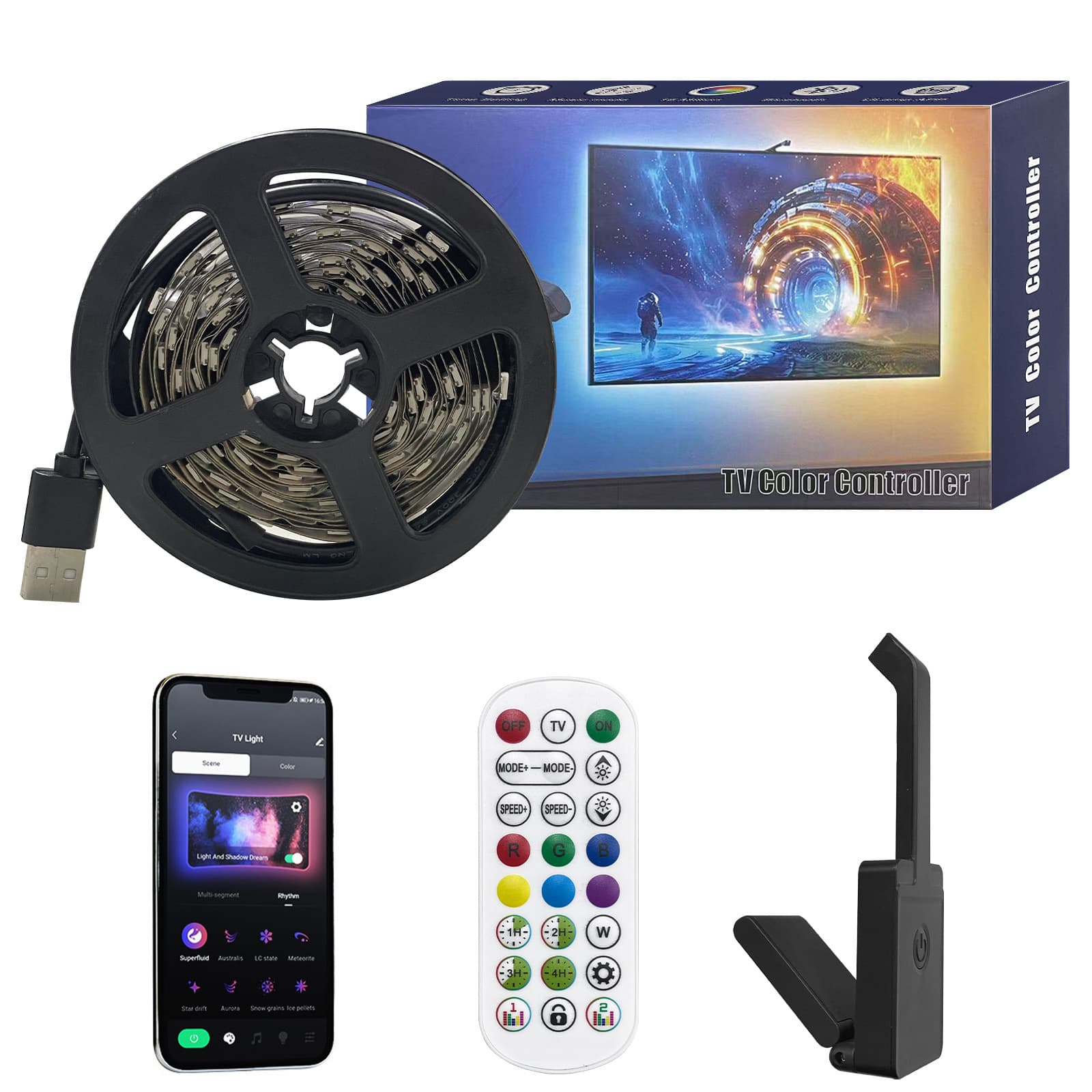 TV background same-screen light strip with smart Bluetooth phantom RGB display TV synchronization with screen atmosphere music light strip 8