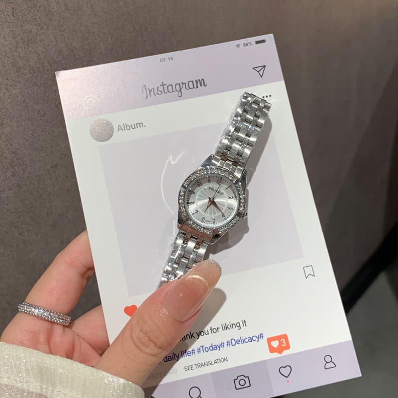 DOUKOU watch women's small fresh blue daisy diamond small dial exquisite women's watch cross-border best-selling quartz watch 5