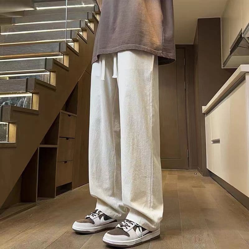 Pants men's summer thin loose simple wide-leg trousers ins sports straight casual trousers casual and versatile 7