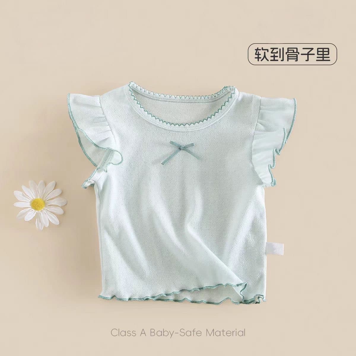 Girls summer suit 2025 new baby short-sleeved T-shirt tops baby summer lightweight anti-mosquito pants loose pants 4