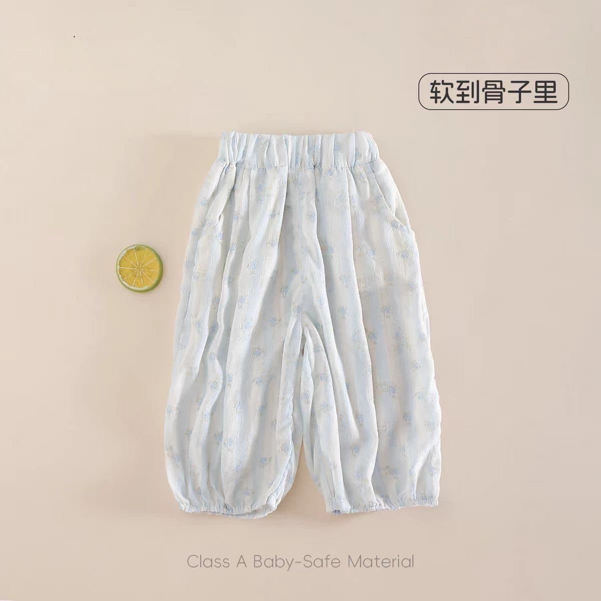 Girls summer suit 2025 new baby short-sleeved T-shirt tops baby summer lightweight anti-mosquito pants loose pants 9