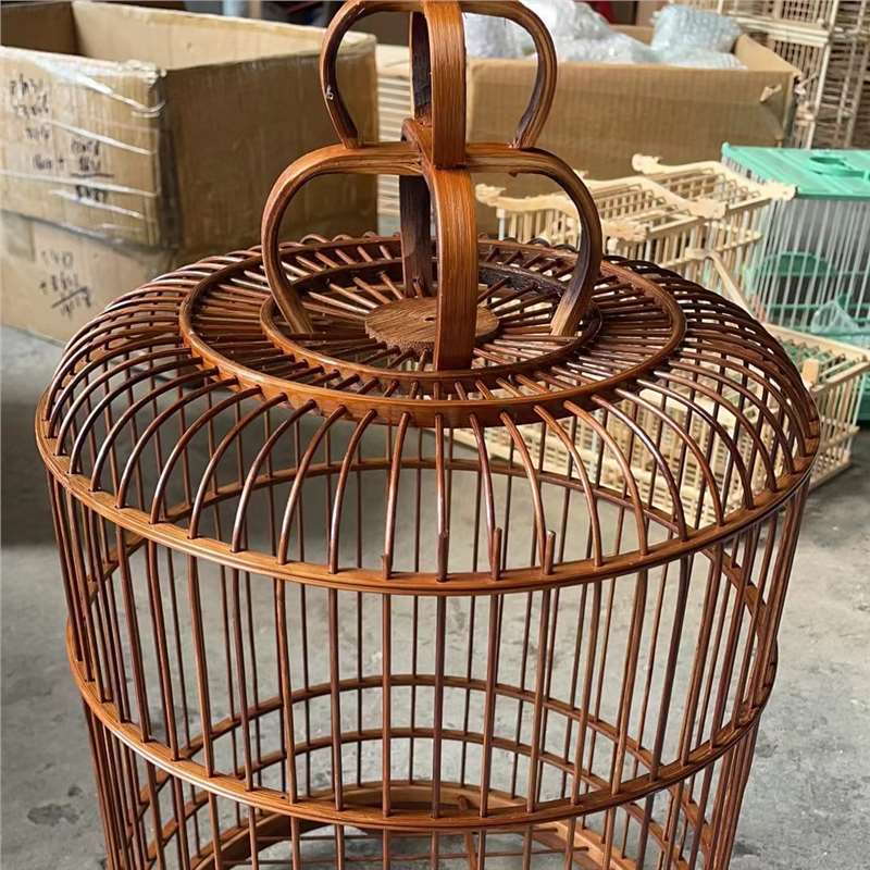 New Purple Bamboo Round Cage Jade Birdcage Linen Cage Oriole Cage Hibiscus Birdcage Pearl Canary Birdcage Golden Blue Birdcage 7