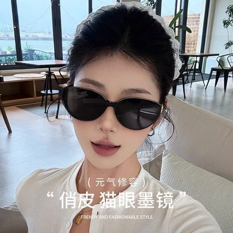 New style simple and versatile women's sunglasses, women's fashionable concave shape sunglasses, face-showing small anti-UV sunglasses 4