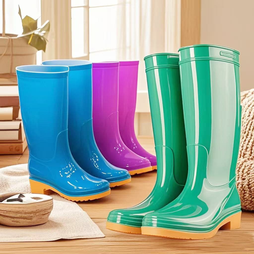 Foreign trade women's adult rain boots, high tube, medium tube, waterproof anti-slip rubber shoes with cotton, kitchen work rain boots, Taobao hot style 3