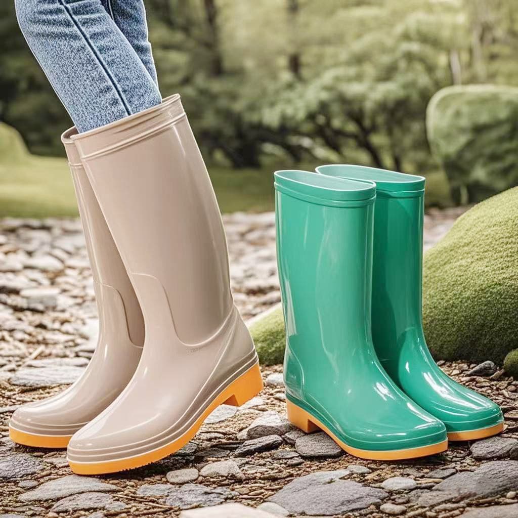 Foreign trade women's adult rain boots, high tube, medium tube, waterproof anti-slip rubber shoes with cotton, kitchen work rain boots, Taobao hot style 1