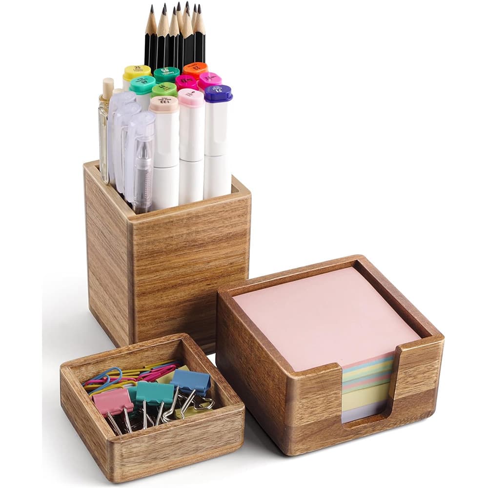 Wooden desk storage rack, book holder, gel pen organizer, desktop memo note holder, pen holder 7