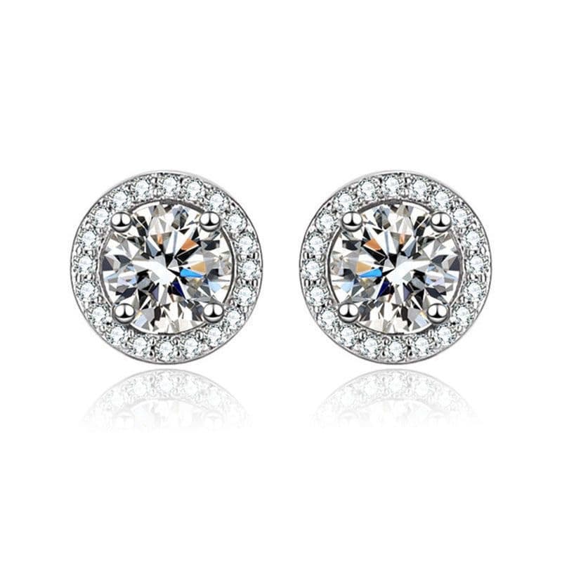 Amazon's popular micro-inlaid zirconium round bag square bag earrings fashionable simple high-end single pair set earrings niche 9