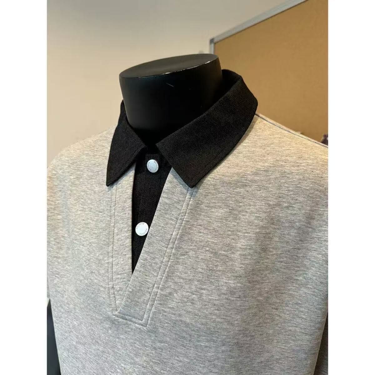 Fake two-piece polo collar short-sleeved men's high-end handsome lapel shirt T-shirt summer cleanfit right shoulder half sleeve 4